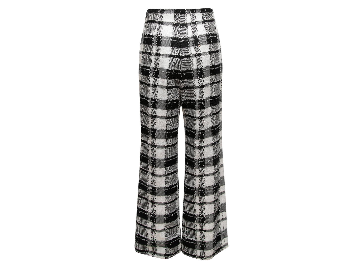 Black & White Chanel Plaid Wide-Leg Trousers Size FR 38
