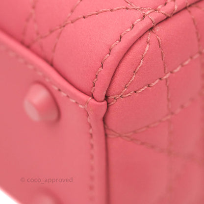 Christian Dior Mini Cannage Lady Dior Dark Pink Matte Pink Hardware