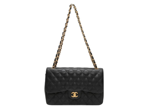 Black Chanel 2017 Classic Jumbo Caviar Double Flap Bag