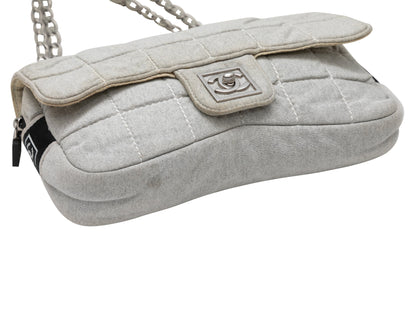 Grey Chanel 2006 Quilted Jersey Shoulder Bag