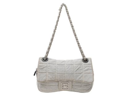 Grey Chanel 2006 Quilted Jersey Shoulder Bag