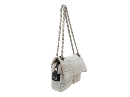 Grey Chanel 2006 Quilted Jersey Shoulder Bag