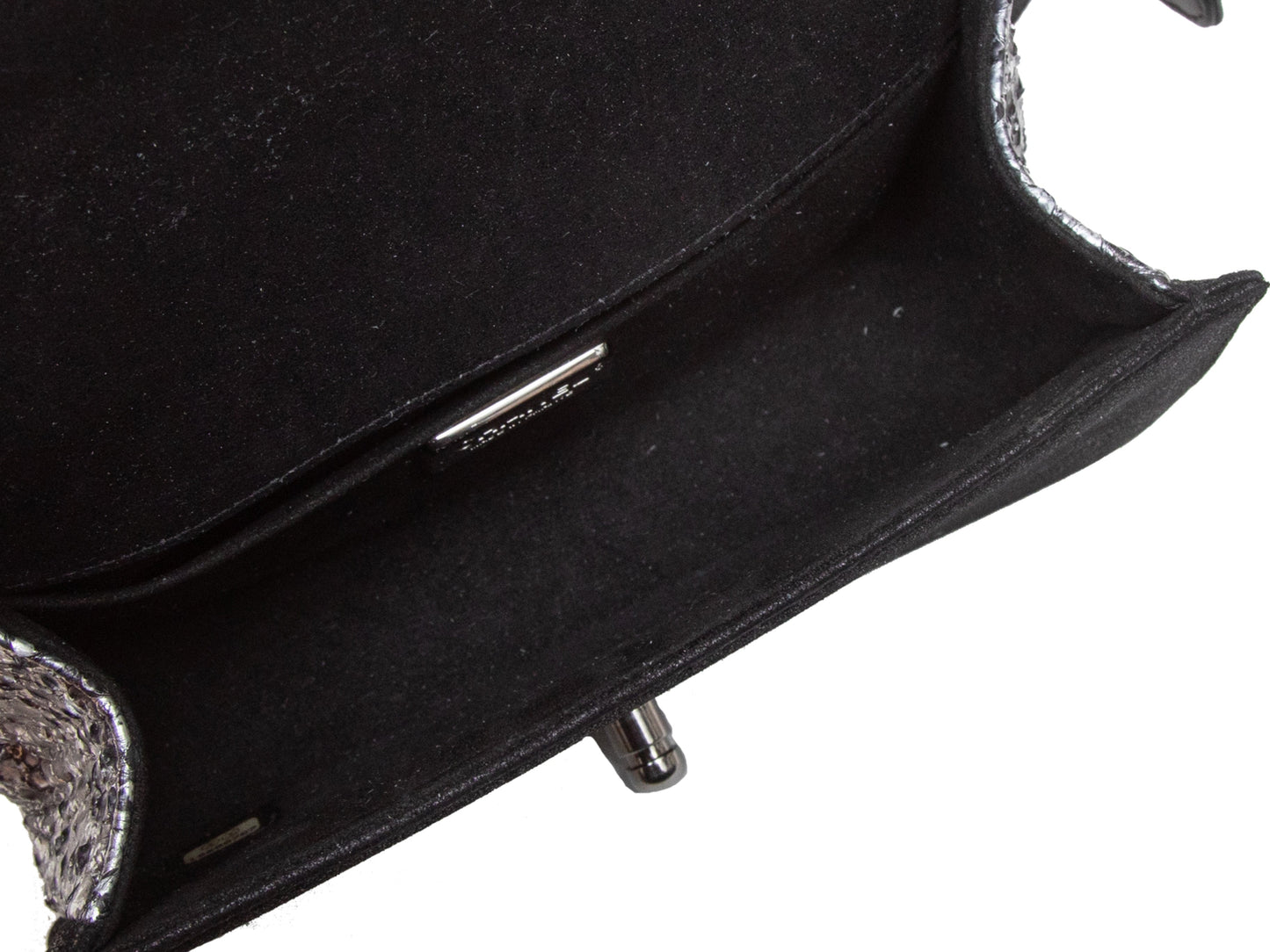 Black & Silver Chanel Snakeskin & Leather Small Boy Bag