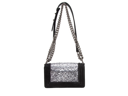Black & Silver Chanel Snakeskin & Leather Small Boy Bag