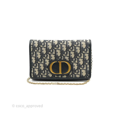 Christian Dior 30 Montaigne Blue Oblique Jacquard 2-in-1 Pouch