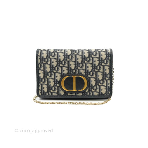 Christian Dior 30 Montaigne Blue Oblique Jacquard 2-in-1 Pouch