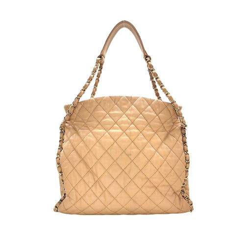 Chanel 2011 Quilted Chain Me Hobo Beige Clair