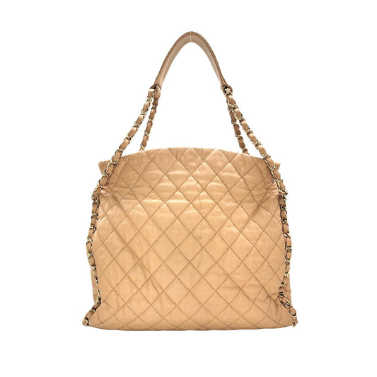 Chanel 2011 Quilted Chain Me Hobo Beige Clair