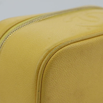 CHANEL Vanity COCO Mark Pouch Caviar Skin Yellow Gold CC 100001