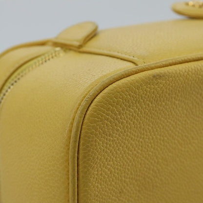 CHANEL Vanity COCO Mark Pouch Caviar Skin Yellow Gold CC 100001