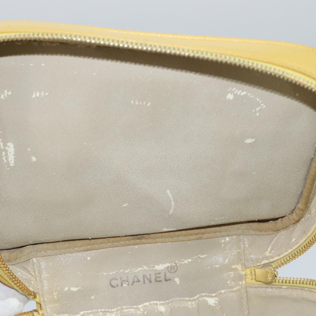 CHANEL Vanity COCO Mark Pouch Caviar Skin Yellow Gold CC 100001