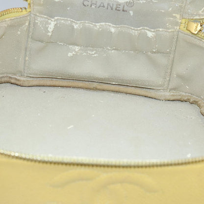 CHANEL Vanity COCO Mark Pouch Caviar Skin Yellow Gold CC 100001