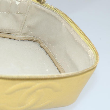 CHANEL Vanity COCO Mark Pouch Caviar Skin Yellow Gold CC 100001