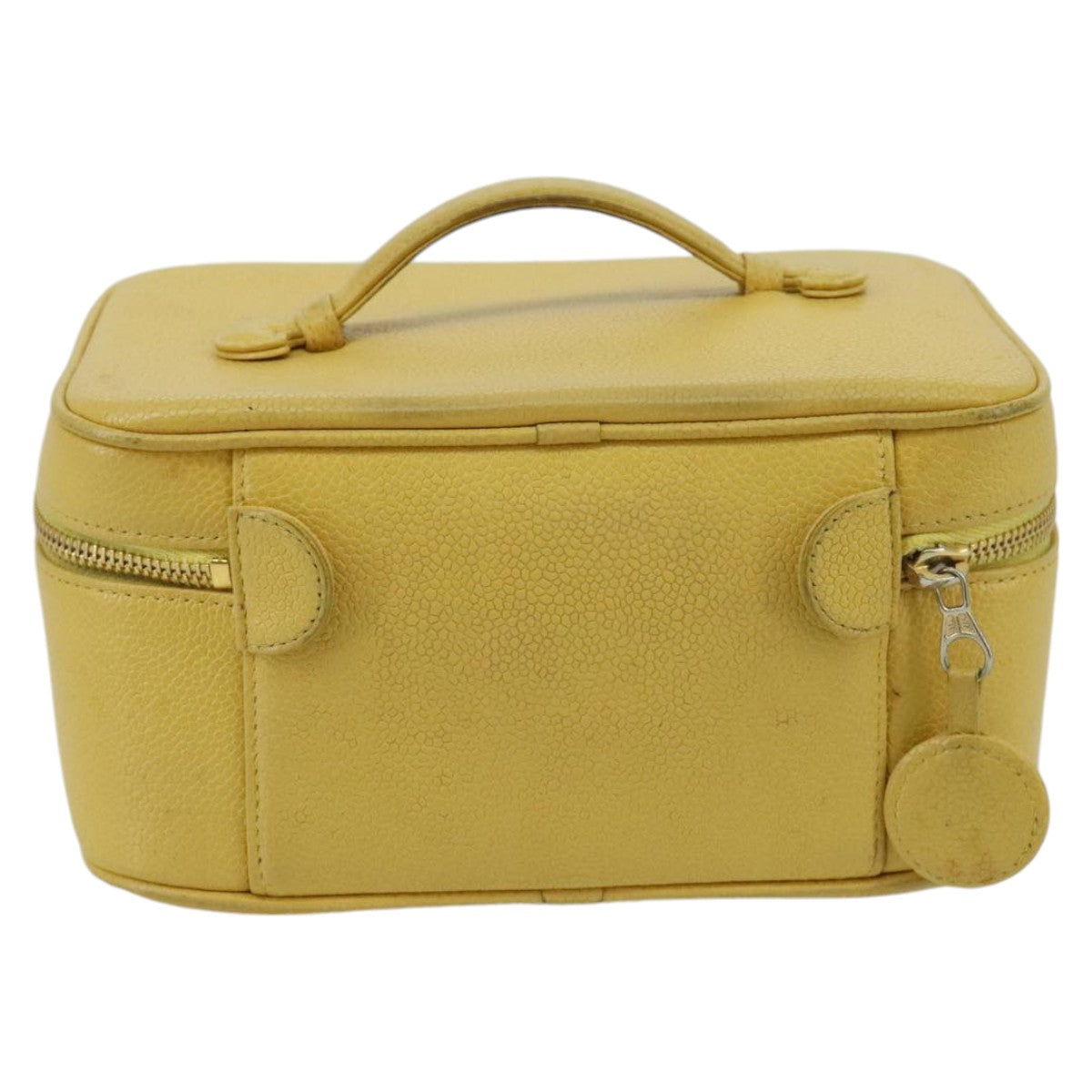 CHANEL Vanity COCO Mark Pouch Caviar Skin Yellow Gold CC 100001