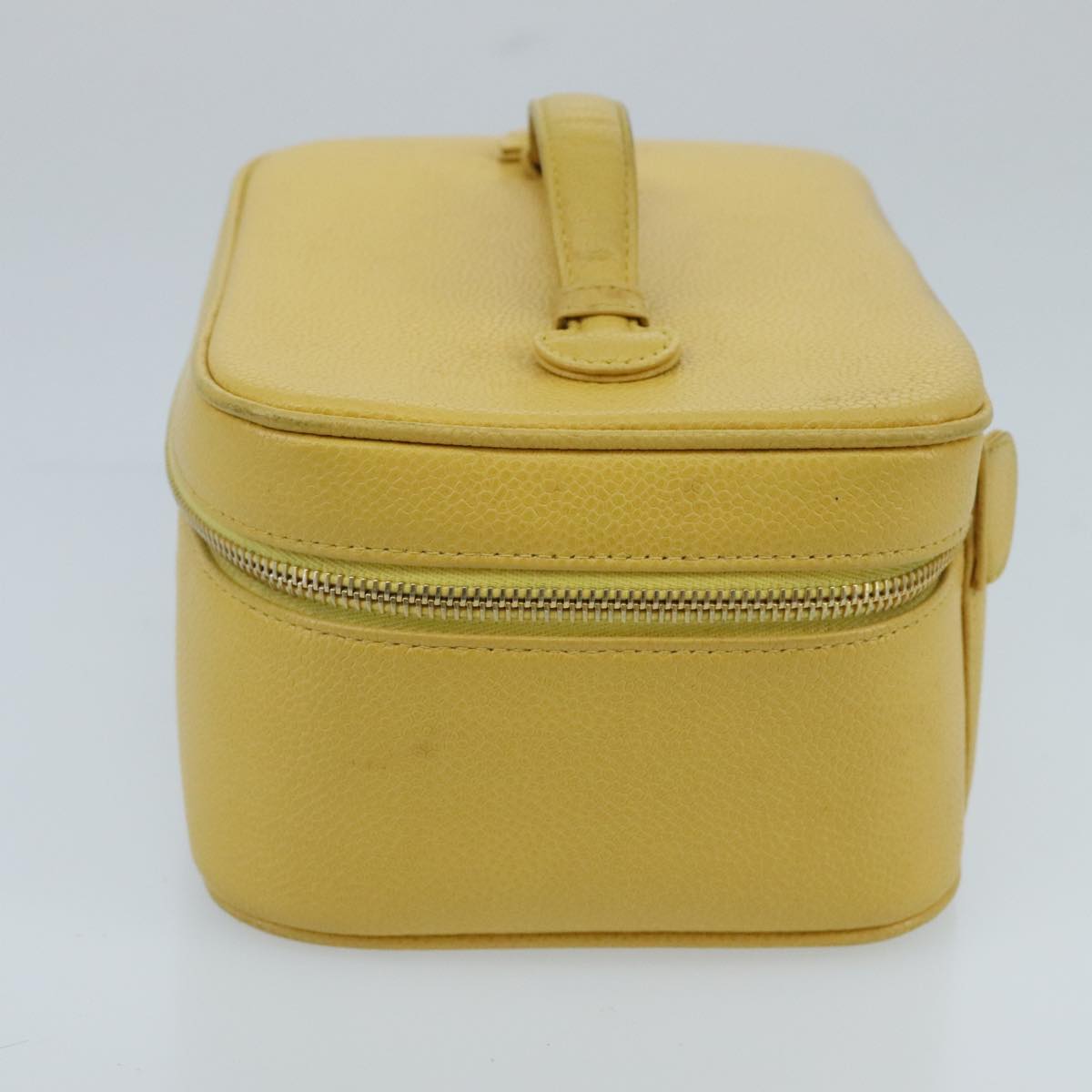 CHANEL Vanity COCO Mark Pouch Caviar Skin Yellow Gold CC 100001