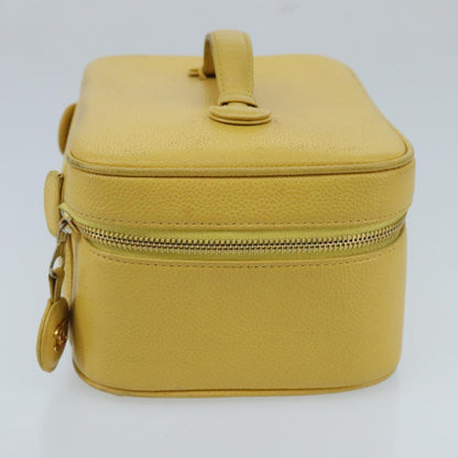 CHANEL Vanity COCO Mark Pouch Caviar Skin Yellow Gold CC 100001