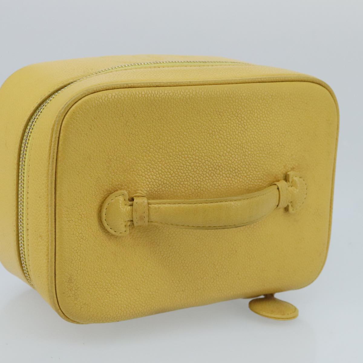CHANEL Vanity COCO Mark Pouch Caviar Skin Yellow Gold CC 100001