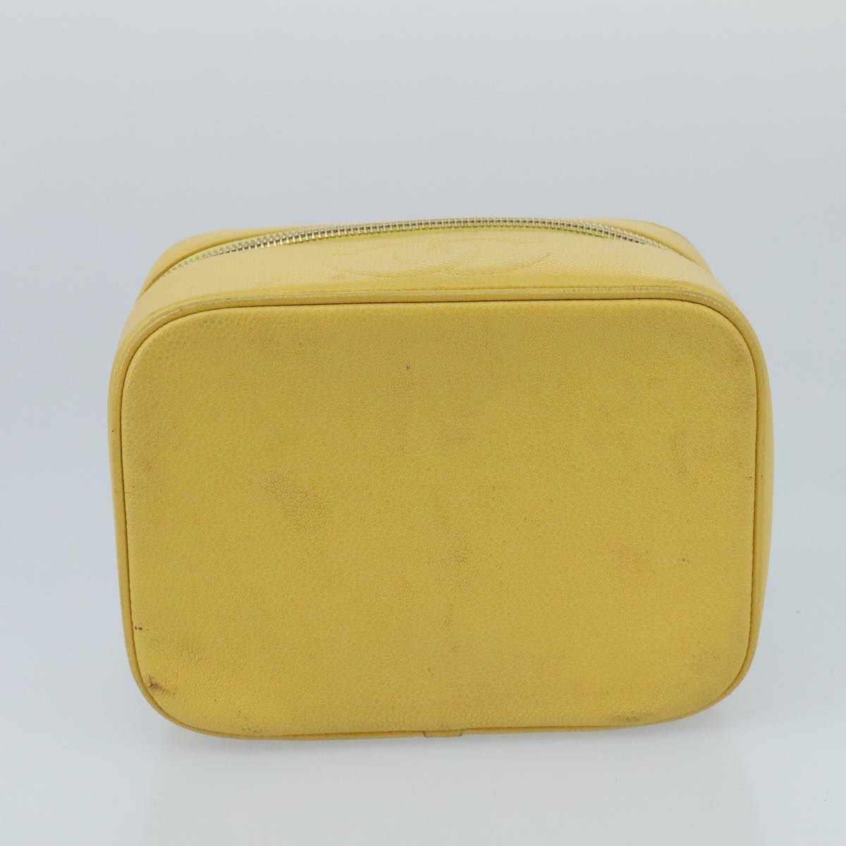 CHANEL Vanity COCO Mark Pouch Caviar Skin Yellow Gold CC 100001