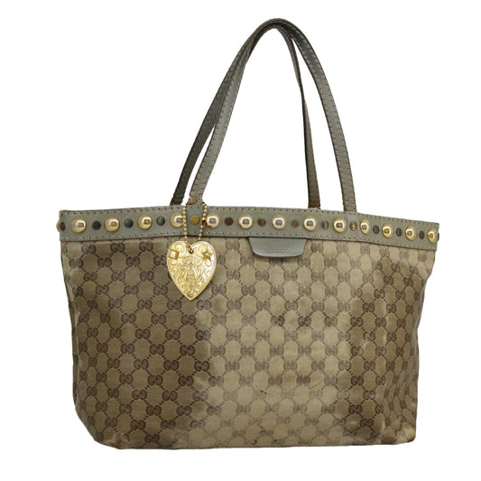GUCCI GG Crystal Tote Bag Beige Gold 207291  100022