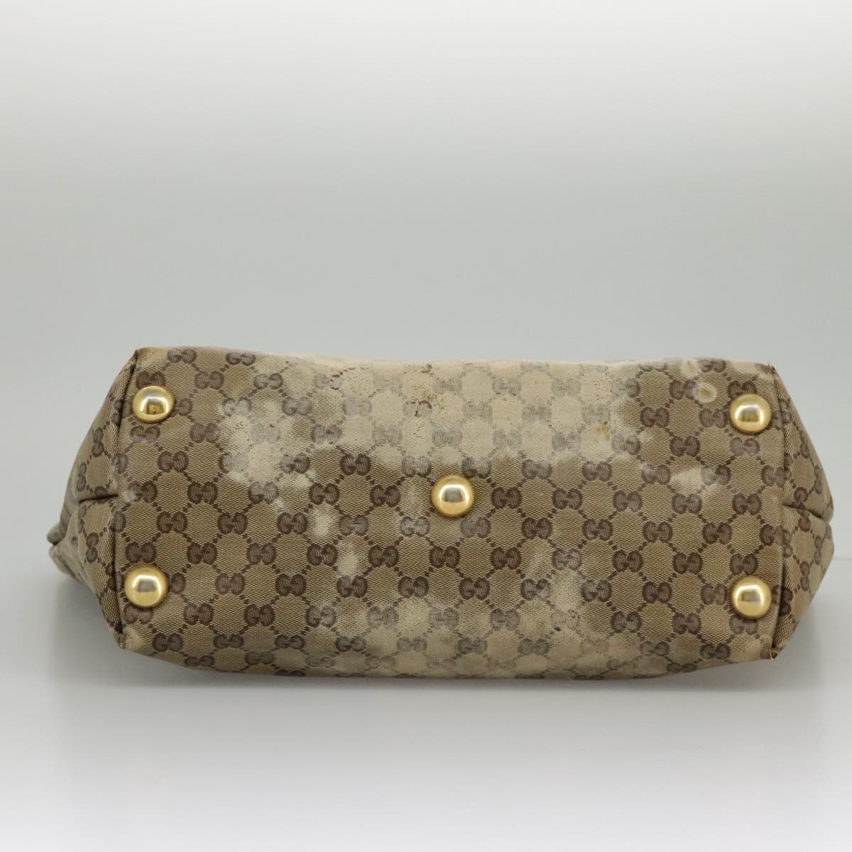 GUCCI GG Crystal Tote Bag Beige Gold 207291  100022