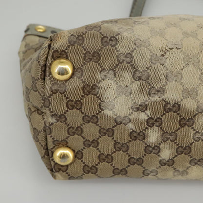 GUCCI GG Crystal Tote Bag Beige Gold 207291  100022