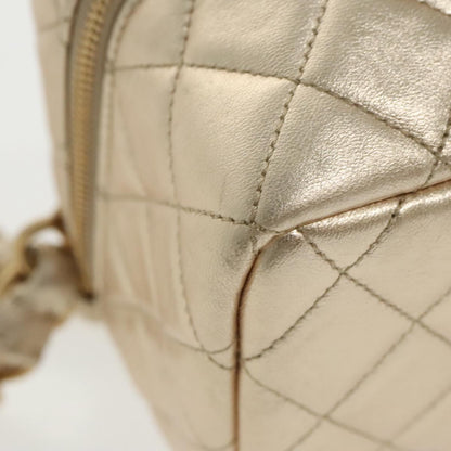 CHANEL Matelasse Chain Hand Bag Lamb Skin Gold CC 100060A