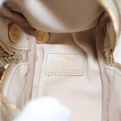 CHANEL Matelasse Chain Hand Bag Lamb Skin Gold CC 100060A