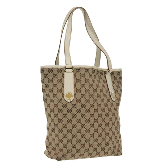GUCCI GG Canvas Tote Bag Beige Gold 153009  100143