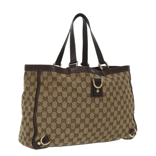 GUCCI GG Canvas Tote Bag Beige Gold 141472  100144
