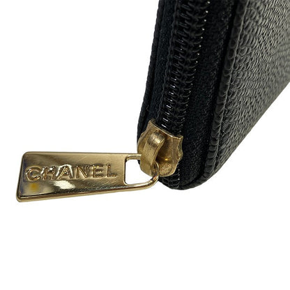 Chanel Caviar Skin Coco Mark Long Wallet