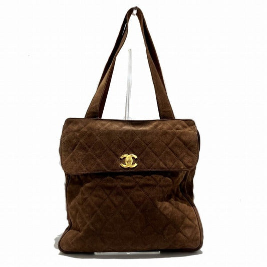 Chanel Suede Brown Shoulder Tote Bag