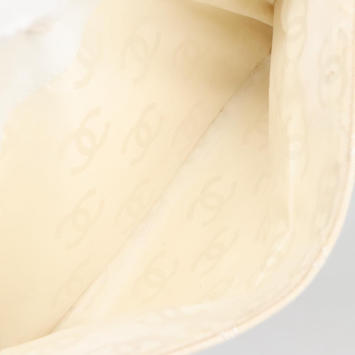CHANEL Tote Bag Canvas Gold White CC 100722