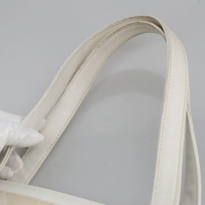 CHANEL Tote Bag Canvas Gold White CC 100722