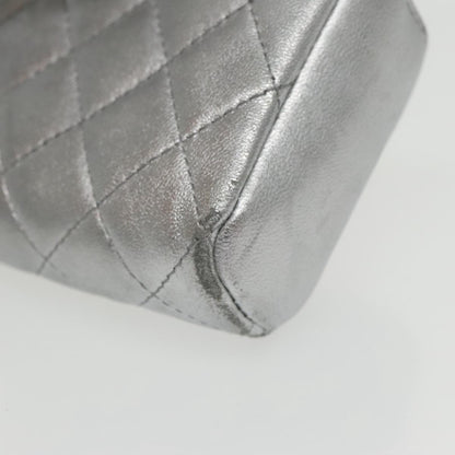 CHANEL Pouch Lamb Skin Silver CC 100726