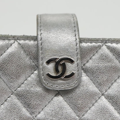 CHANEL Pouch Lamb Skin Silver CC 100726