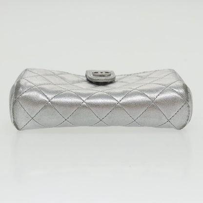 CHANEL Pouch Lamb Skin Silver CC 100726