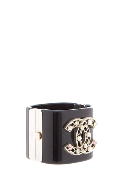 Chanel Black & Jewel Detail Cuff