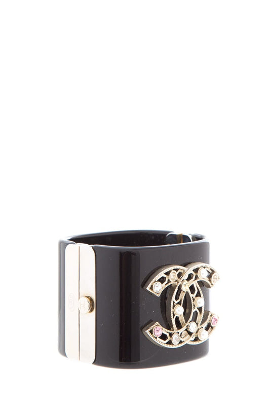 Chanel Black & Jewel Detail Cuff