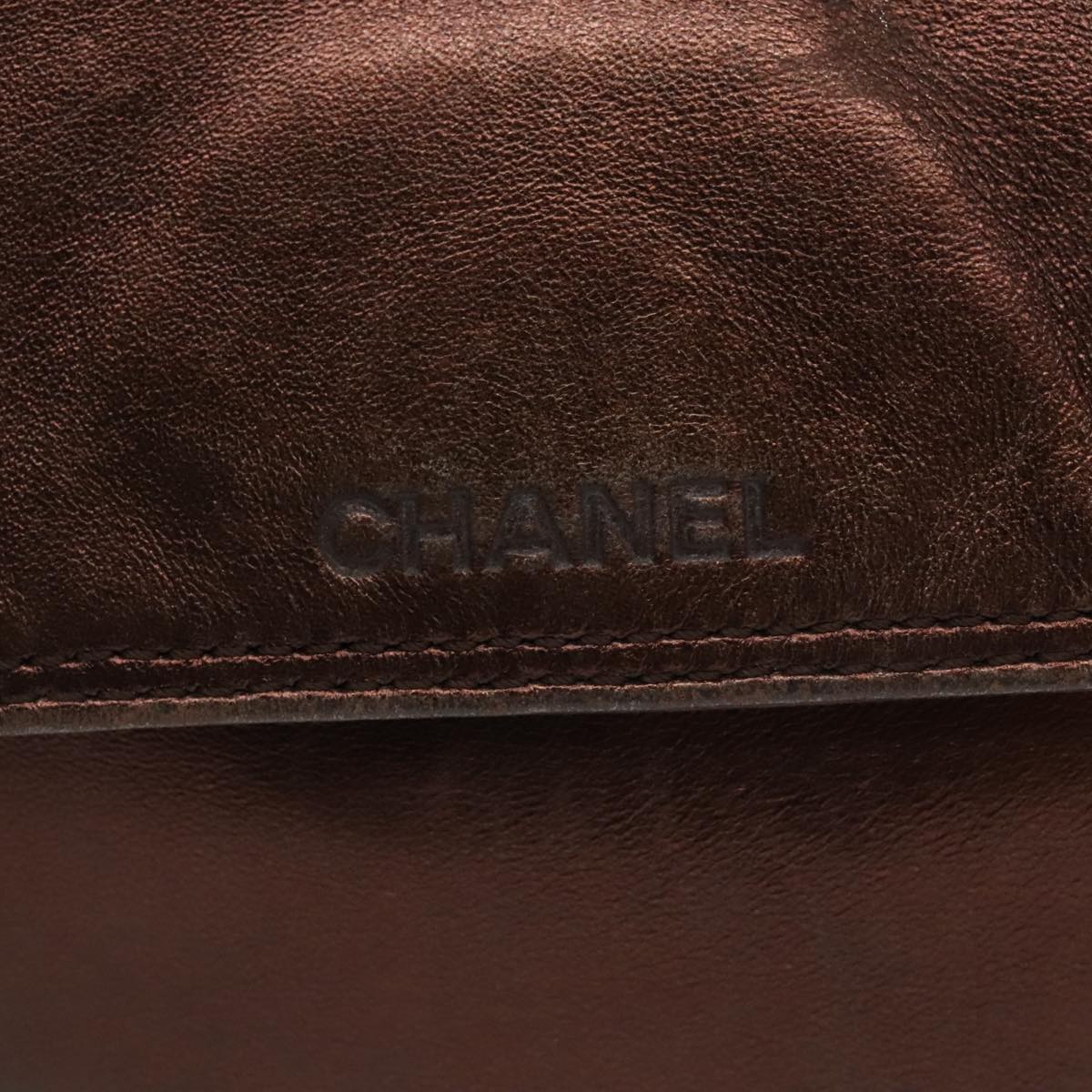 CHANEL Shoulder Bag Leather Bronze CC 101129