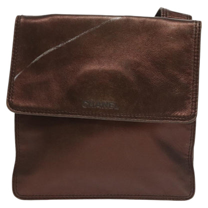 CHANEL Shoulder Bag Leather Bronze CC 101129