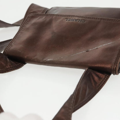 CHANEL Shoulder Bag Leather Bronze CC 101129