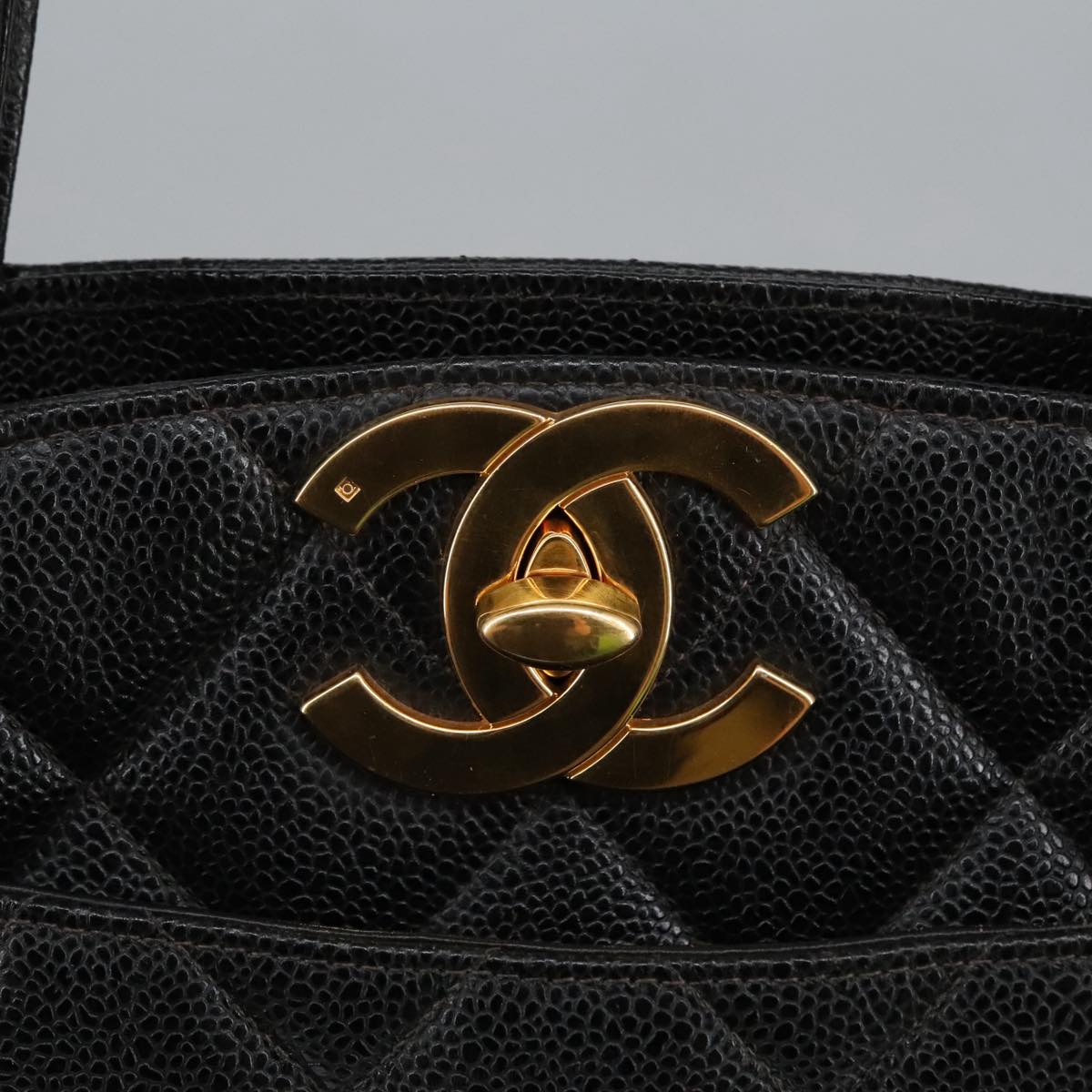 CHANEL Matelasse Hand Bag Caviar Skin Black CC 101307A