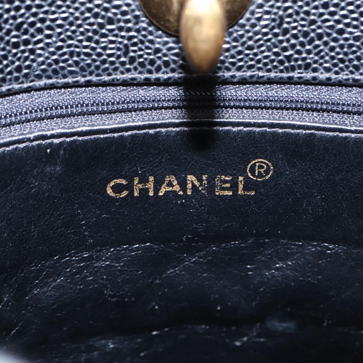 CHANEL Matelasse Hand Bag Caviar Skin Black CC 101307A