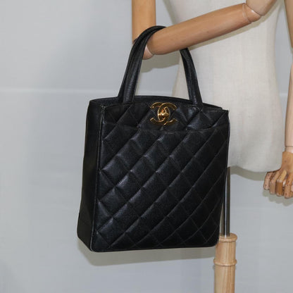 CHANEL Matelasse Hand Bag Caviar Skin Black CC 101307A