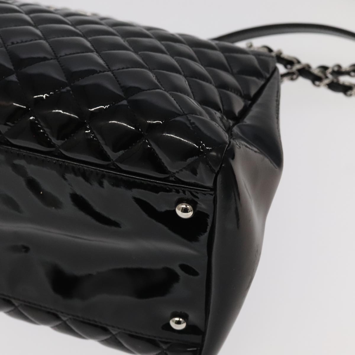 CHANEL Matelasse Chain Shoulder Bag Enamel Black CC 101334A