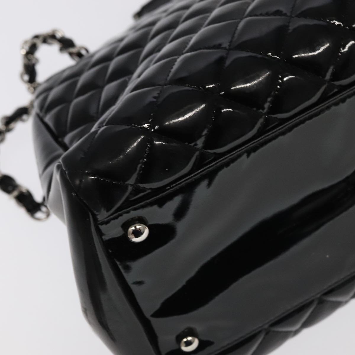 CHANEL Matelasse Chain Shoulder Bag Enamel Black CC 101334A