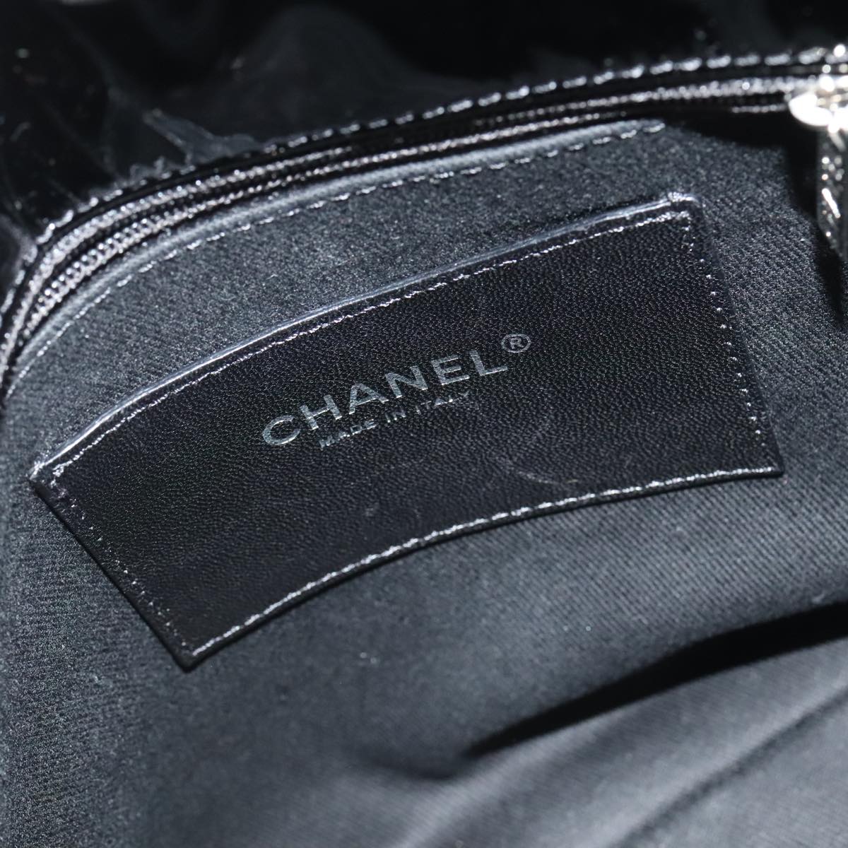 CHANEL Matelasse Chain Shoulder Bag Enamel Black CC 101334A