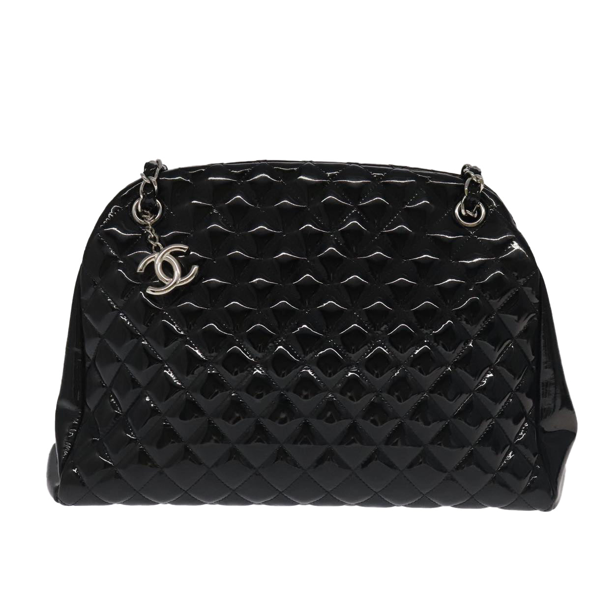 CHANEL Matelasse Chain Shoulder Bag Enamel Black CC 101334A