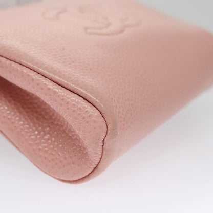 CHANEL Pouch Caviar Skin Pink Gold CC 101855