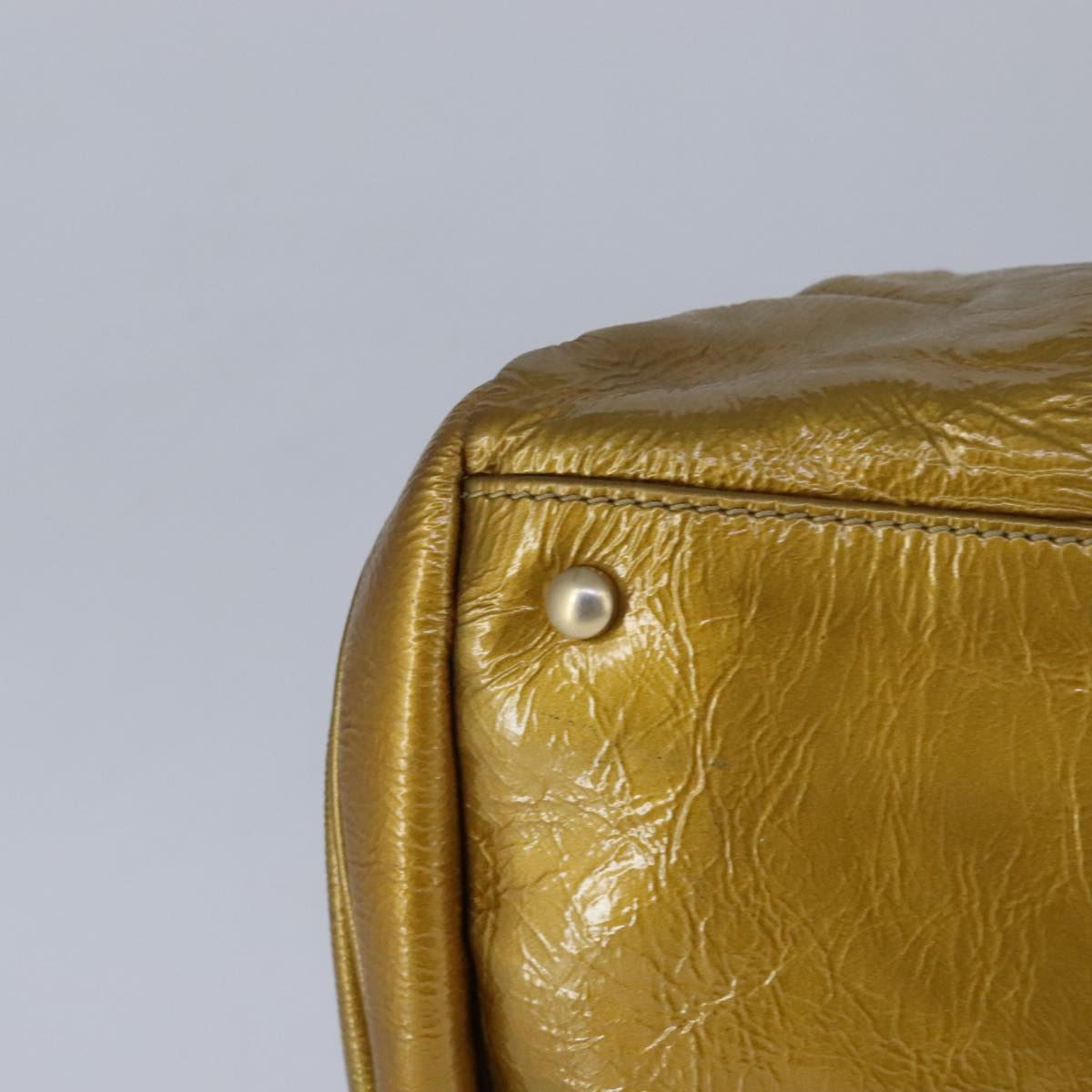 CHANEL Chain Shoulder Bag Patent Leather Gold CC 101963